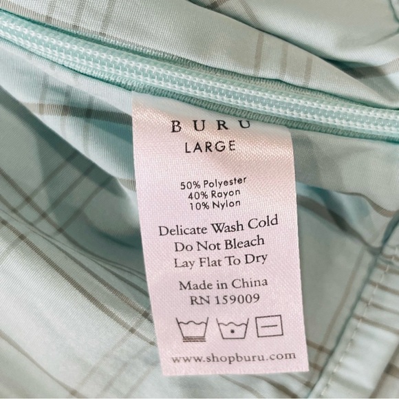 Buru Sweetheart Neck Balloon Sleeve Stripe Smocked Bustier Crop Top NWT Aqua - Picture 16 of 16